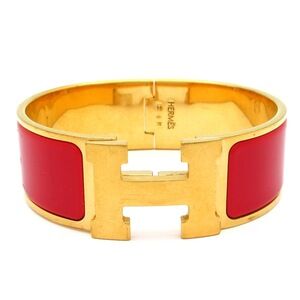 Hermès Clic Clac H Bangle Gold Red Hardware Patent Leather